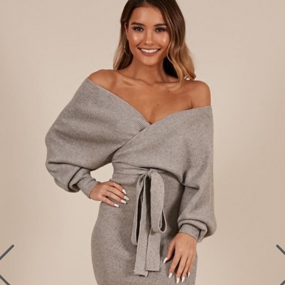 Grey sweater midi dress with side slits. NWOT - Picture 1 of 8